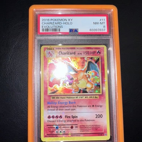 charizard pokemon card psa 8 Heavy Holobleed 11/108 Evolutions Holo rare error Pokémon Charizard Lv.60 (PSA 8) 1/99
